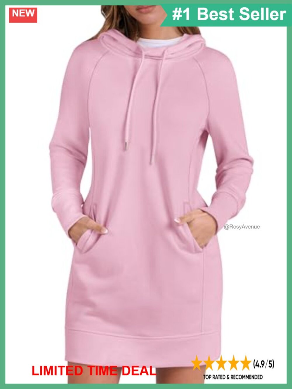 Hoodie Dress Long Sleeve Sweatshirt Dress with Pockets